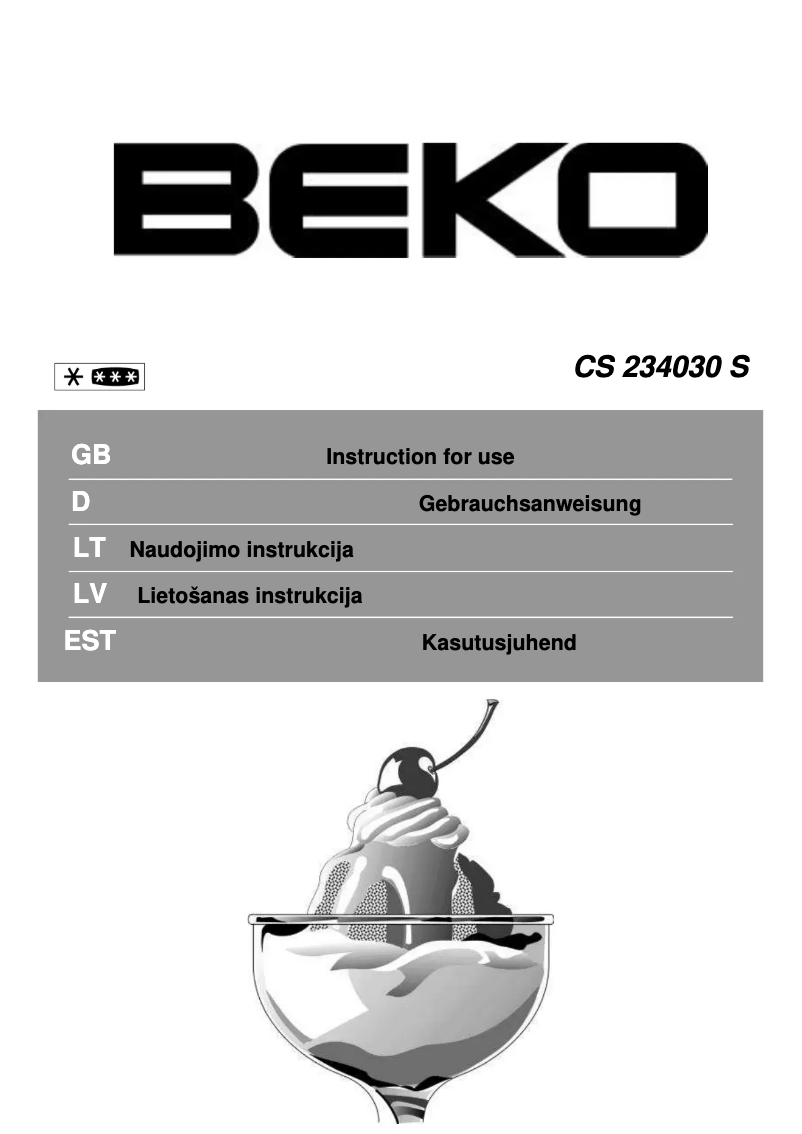 Página 1 del manual Manual de usuario Beko CS 234030 S