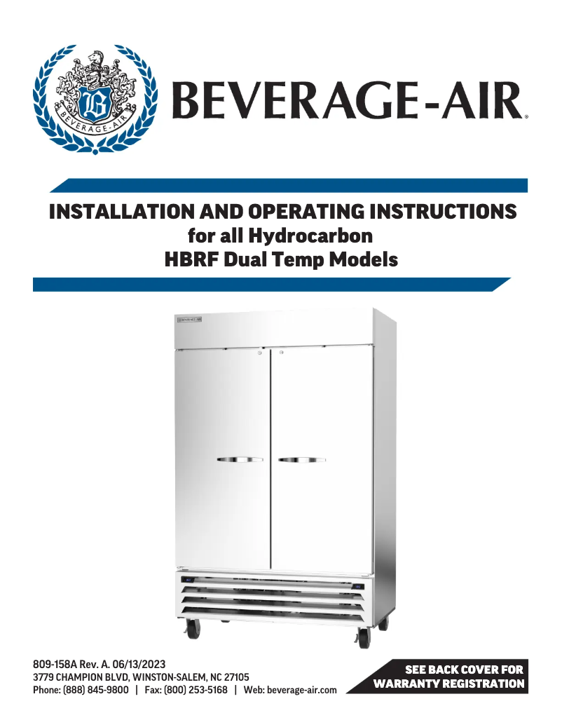 Página 1 del manual Manual de usuario Beverage-Air HBF27-1-G