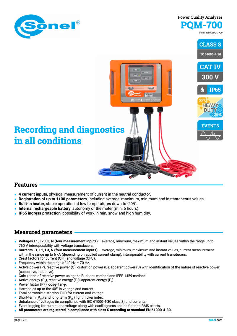 Imagen de la primera página del manual del dispositivo PQM-700