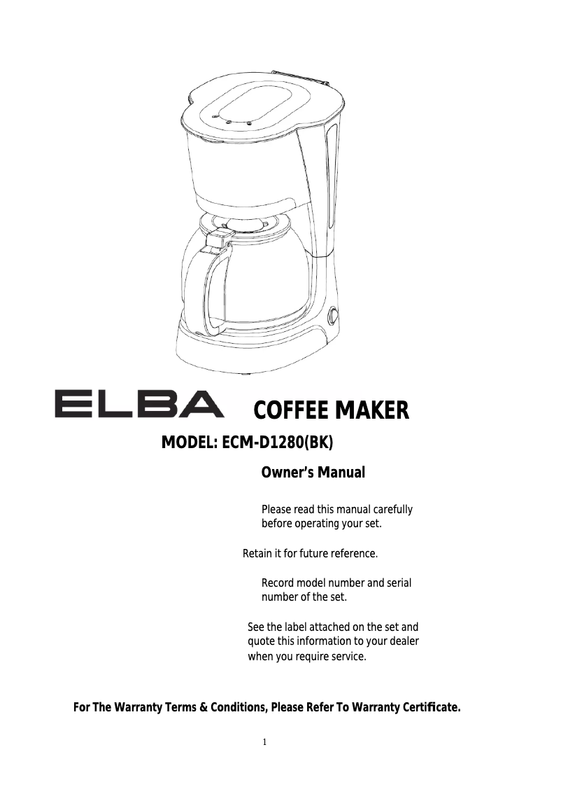 Imagen de la primera página del manual del dispositivo ECM-D1280(BK)