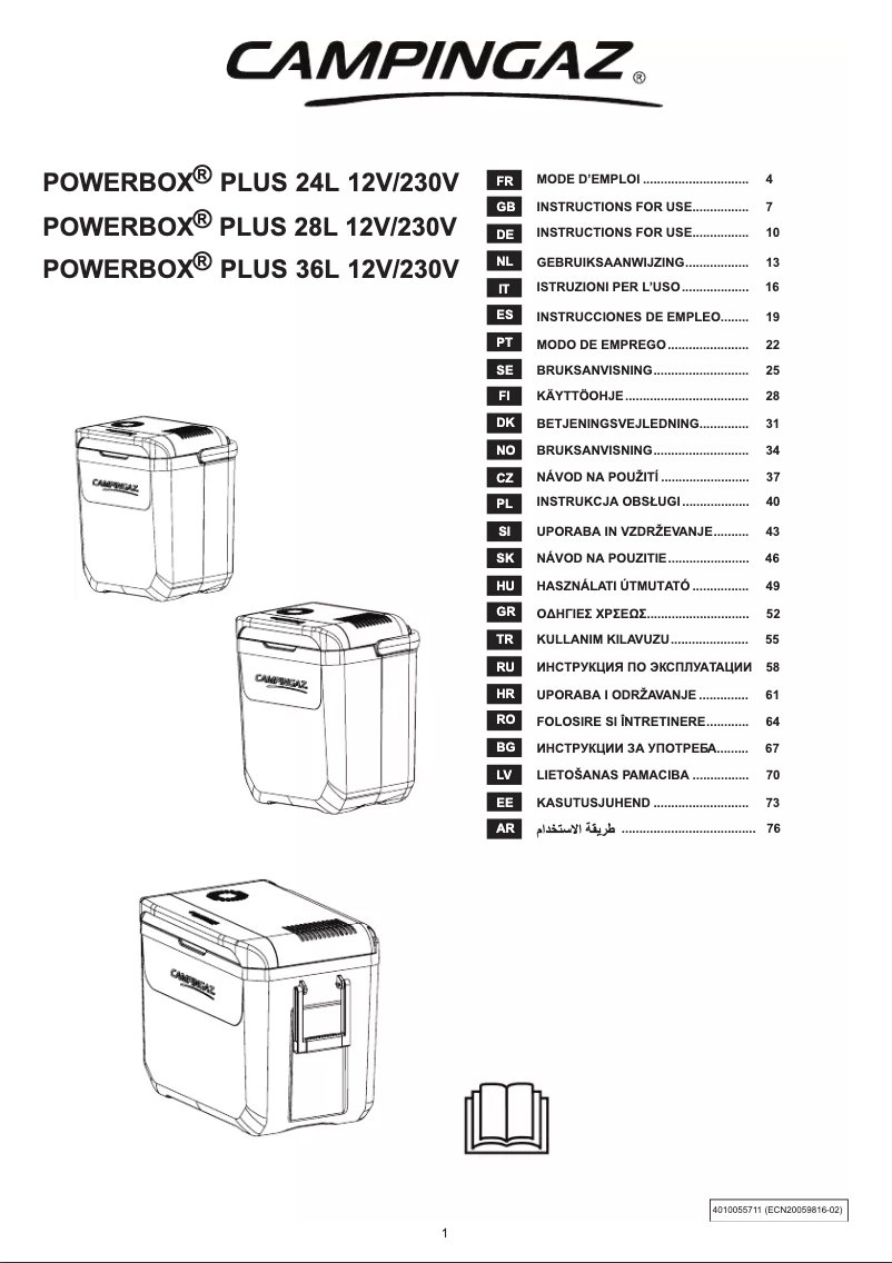 Imagen de la primera página del manual del dispositivo PowerBox Plus 28L 12V/230V