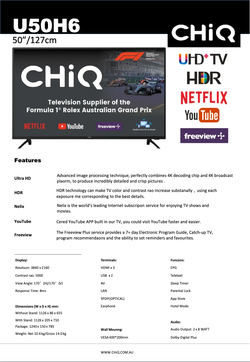 Imagen de la primera página del manual del dispositivo U50H6