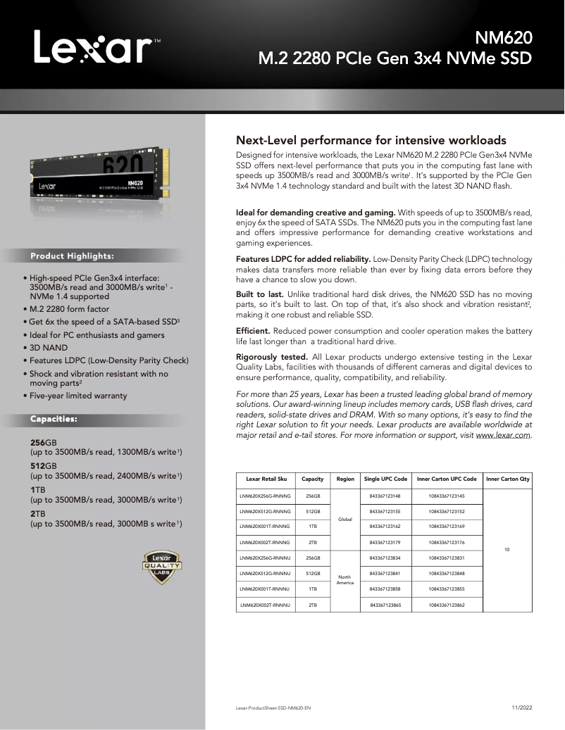 Página nº 1 - Manual de usuario Lexar NM620