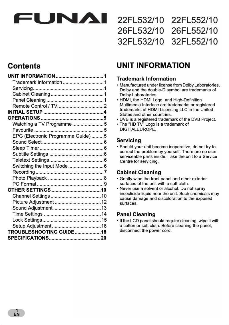 Imagen de la primera página del manual del dispositivo 26FL552