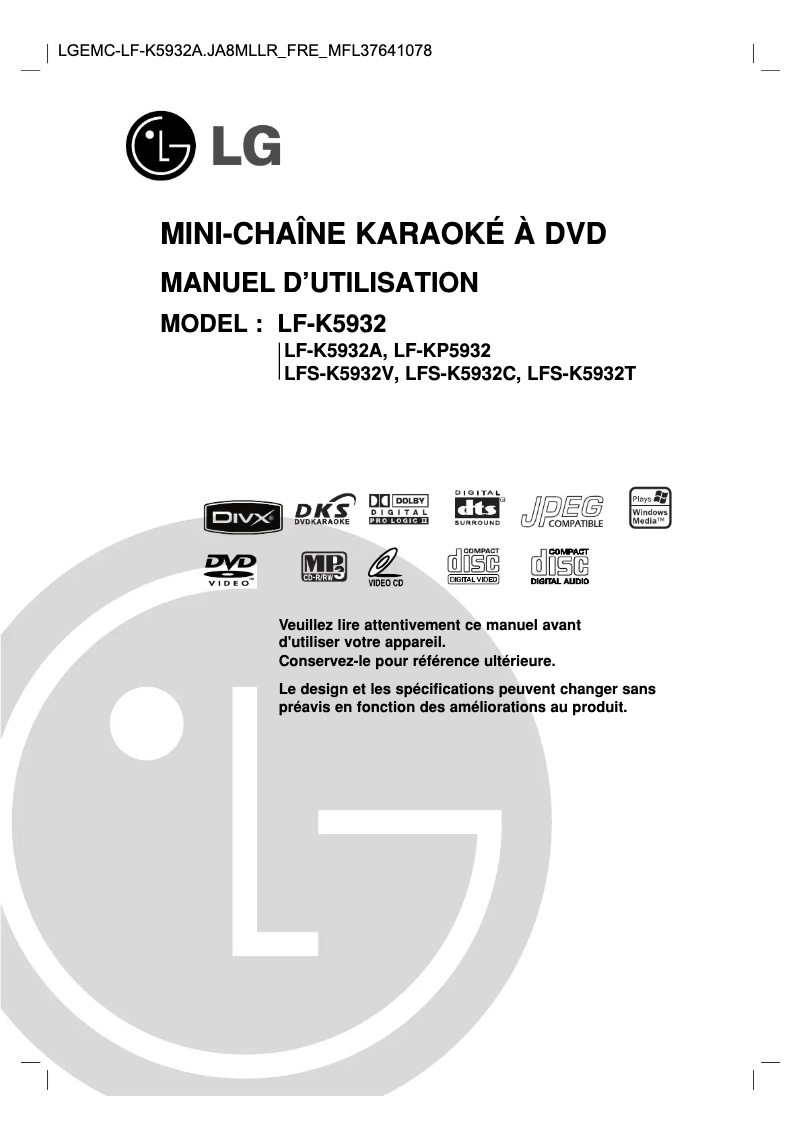 Página nº 1 - Manual de usuario LG LF-K5932A