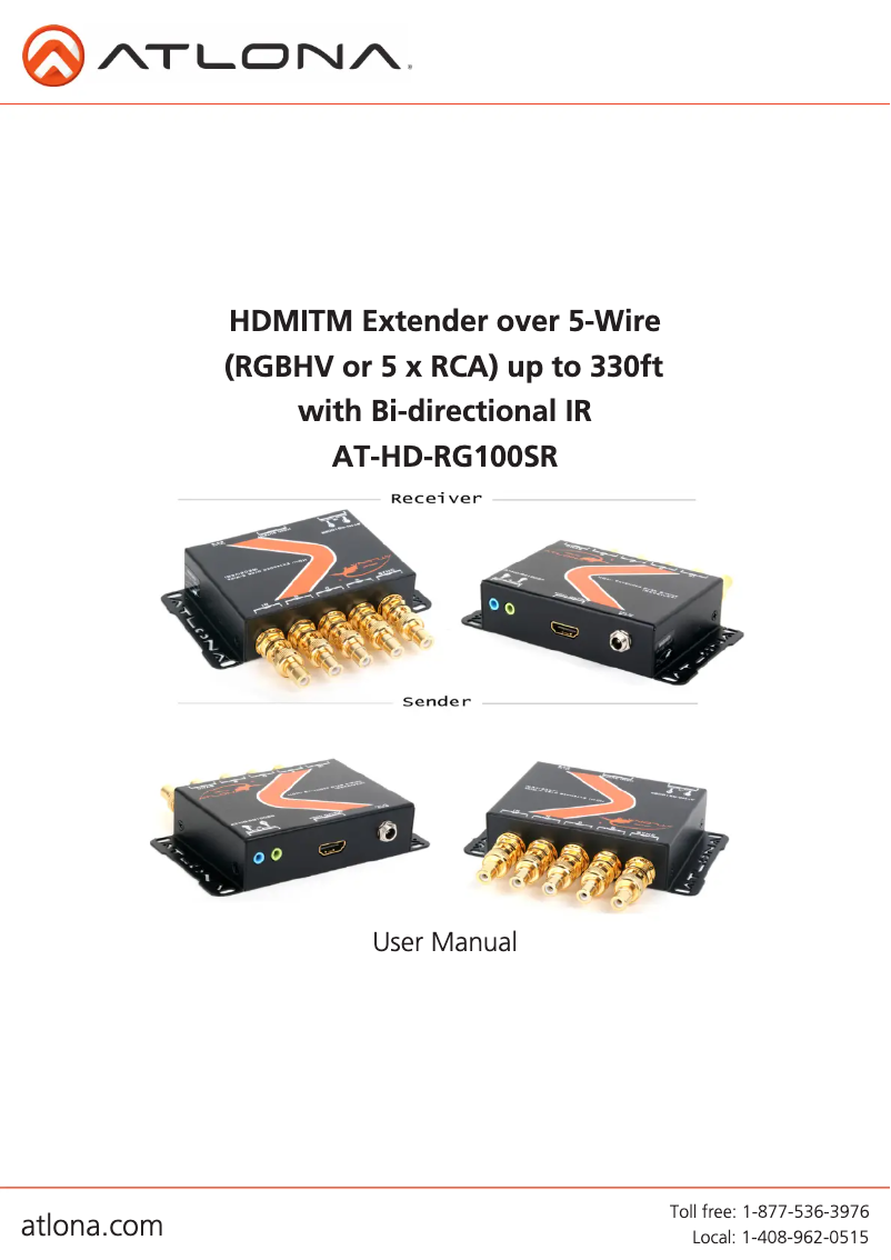 Imagen de la primera página del manual del dispositivo AT-HD-RG100SR
