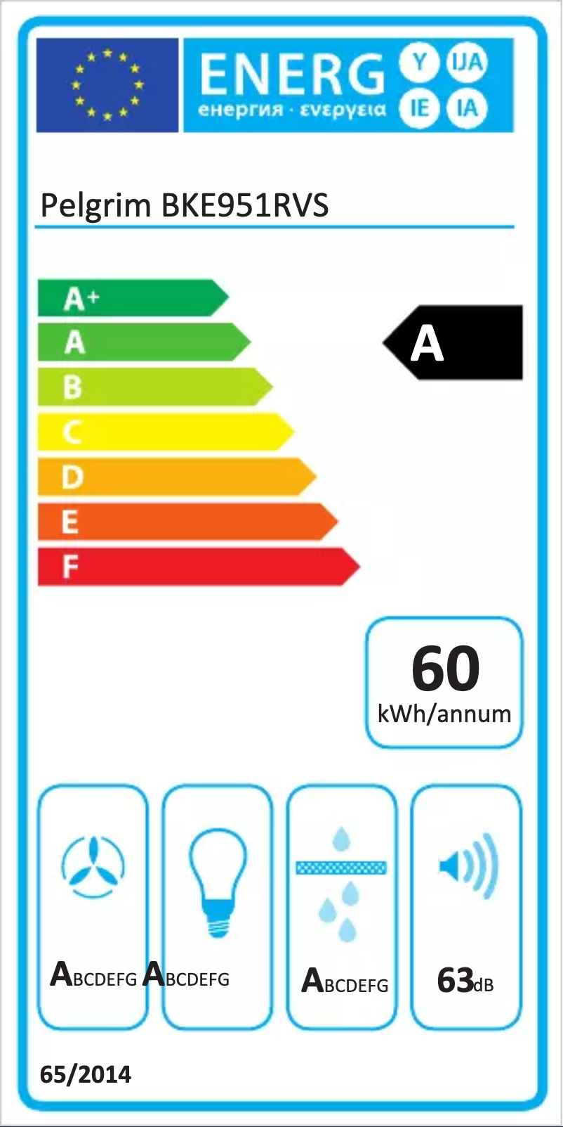 Página 1 del manual Etiqueta energética Pelgrim BKE951RVS