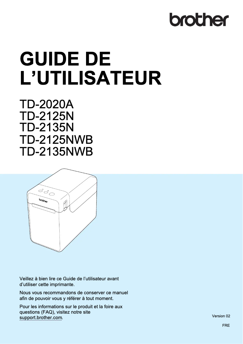 Imagen de la primera página del manual del dispositivo TD-2125NWB
