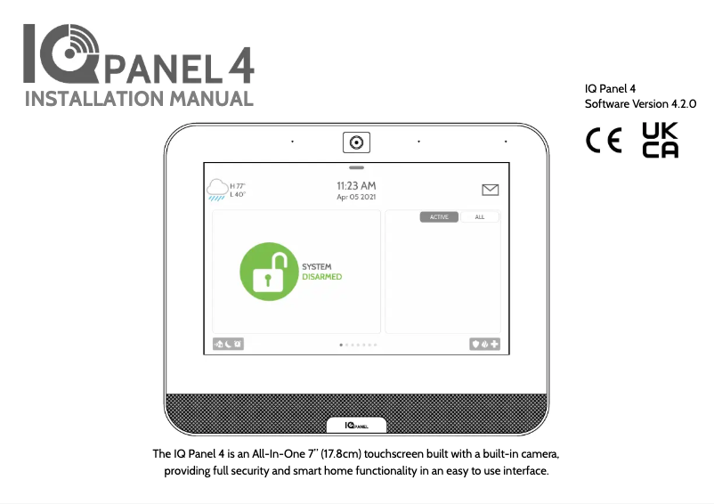Imagen de la primera página del manual del dispositivo IQ Panel 4