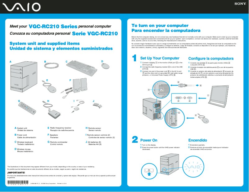 Imagen de la primera página del manual del dispositivo Vaio VGC-RC210G