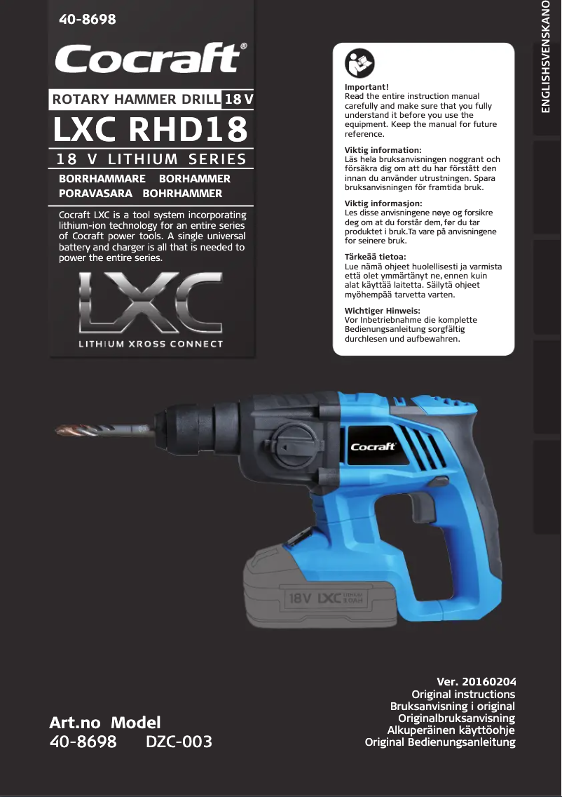 Página 1 del manual Manual de usuario Cocraft LXC RHD18