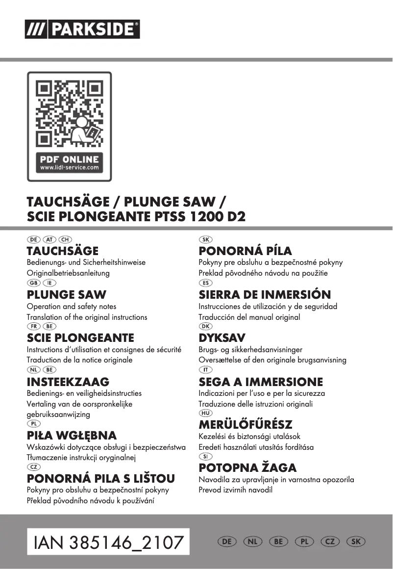 Página 1 del manual Manual de usuario Parkside PTSS 1200 D2