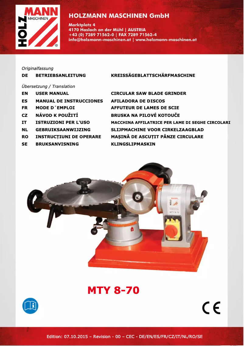 Imagen de la primera página del manual del dispositivo MTY8-70