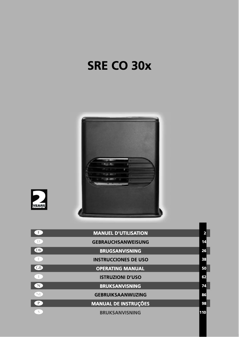 Imagen de la primera página del manual del dispositivo SRE CO304