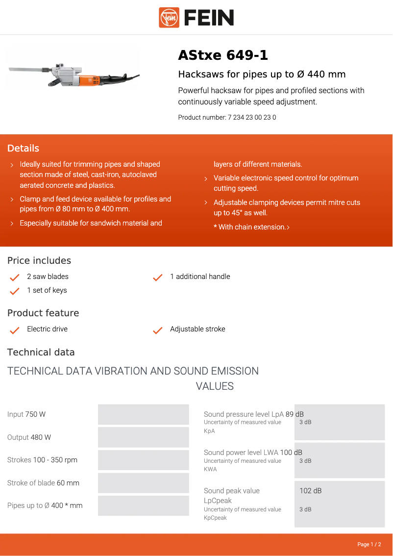 Página nº 1 - Ficha técnica Fein AStxe 649-1