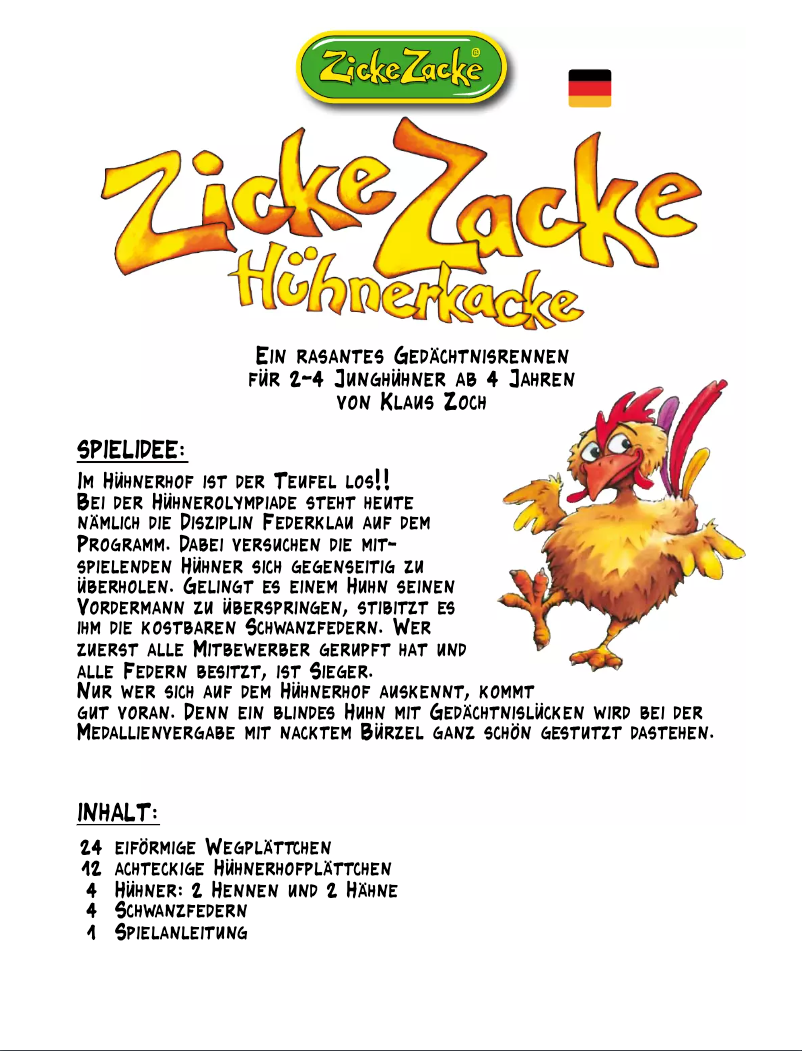 Página nº 1 - Manual de usuario Zoch Zicke Zacke Hühnerkacke
