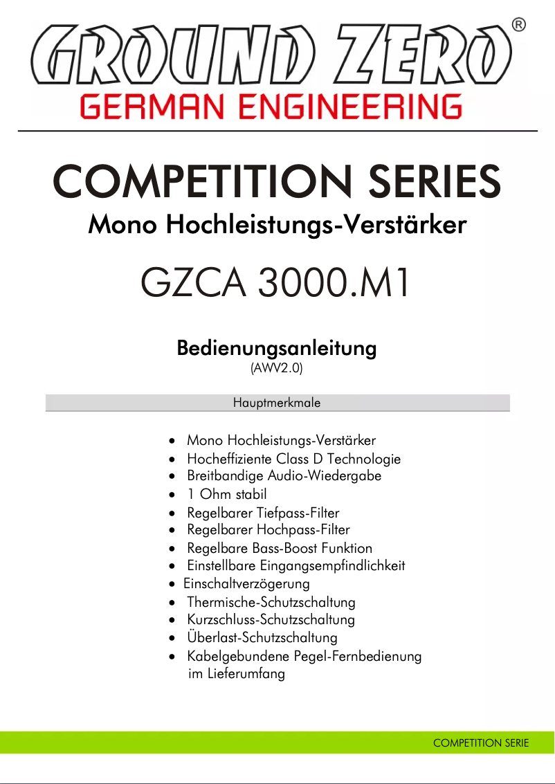 Página 1 del manual Manual de usuario Ground Zero GZCA 3000.M1
