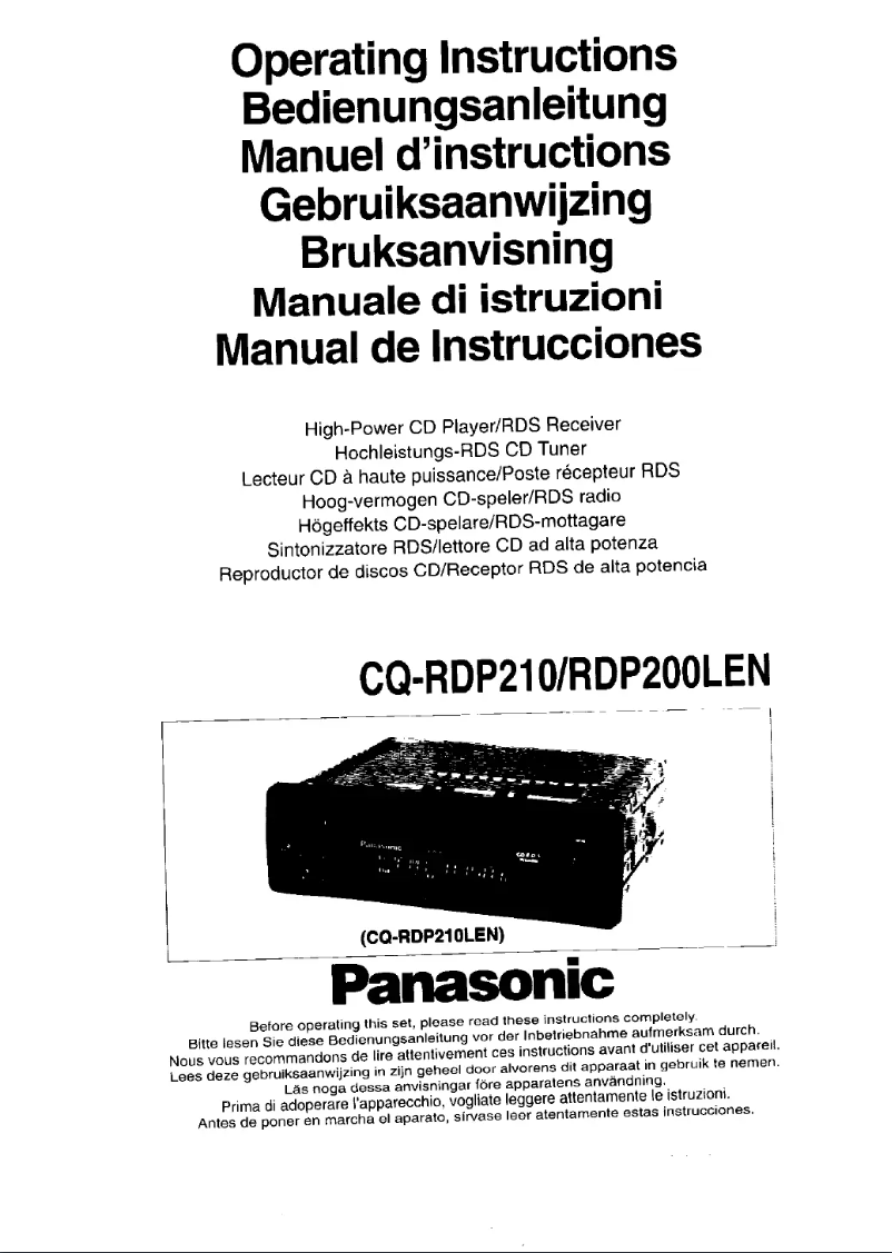 Imagen de la primera página del manual del dispositivo CQ-RPD200