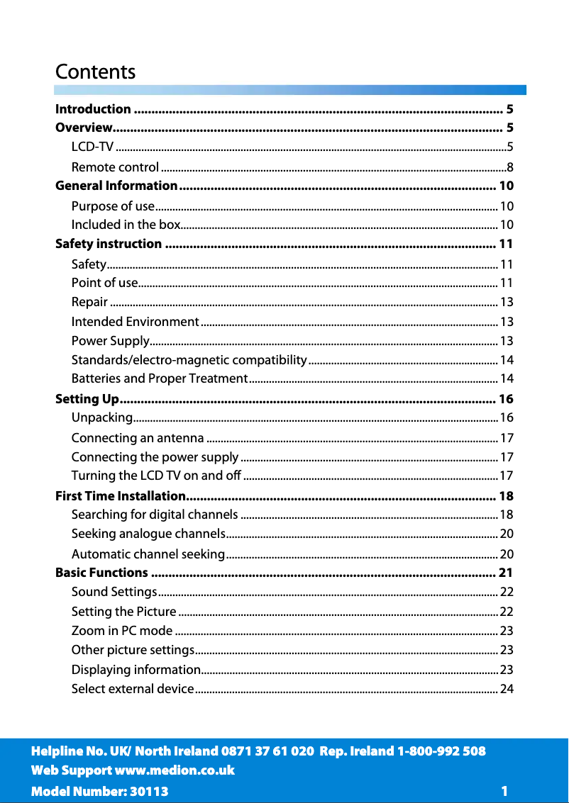 Imagen de la primera página del manual del dispositivo MD 30113