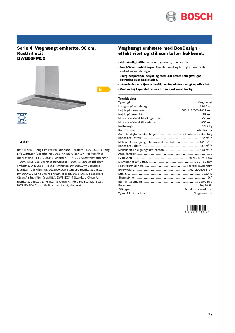 Página 1 del manual Folleto Bosch DWB96FM50