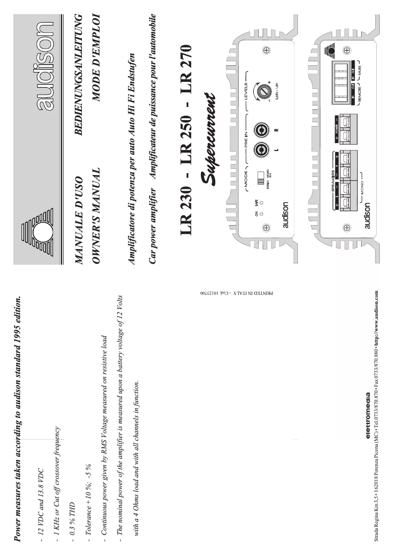 Página 1 del manual Manual de usuario Audison LR 250