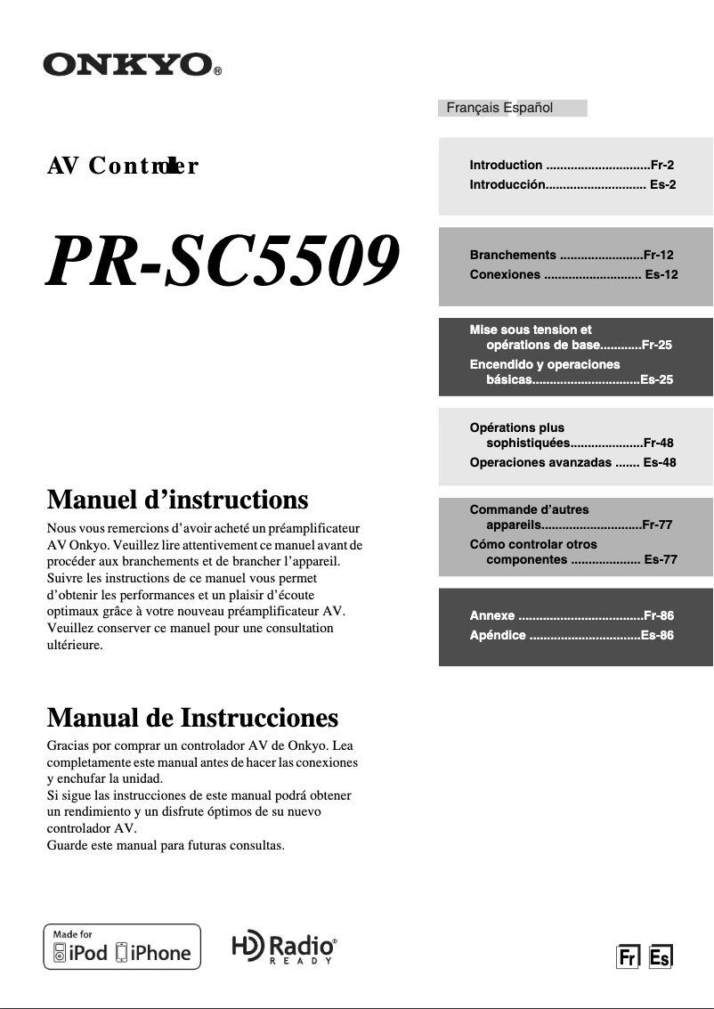 Imagen de la primera página del manual del dispositivo PR-SC5509
