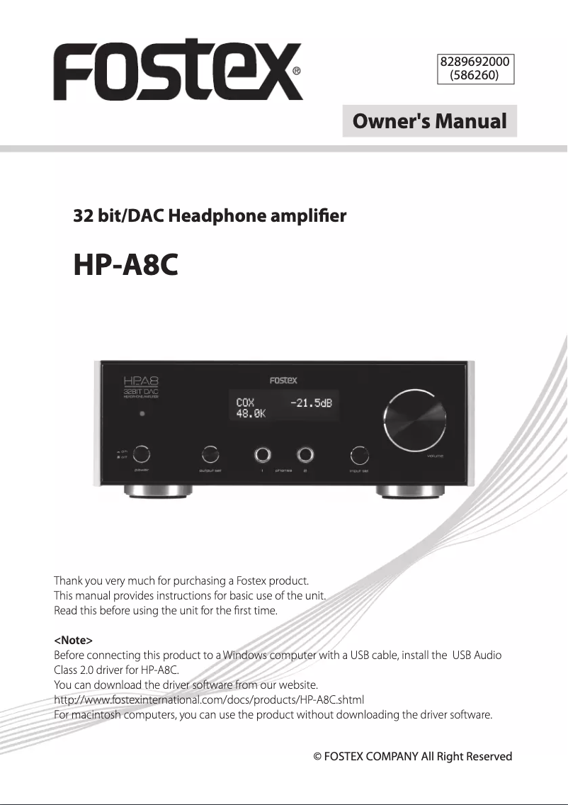 Imagen de la primera página del manual del dispositivo HP-A8C
