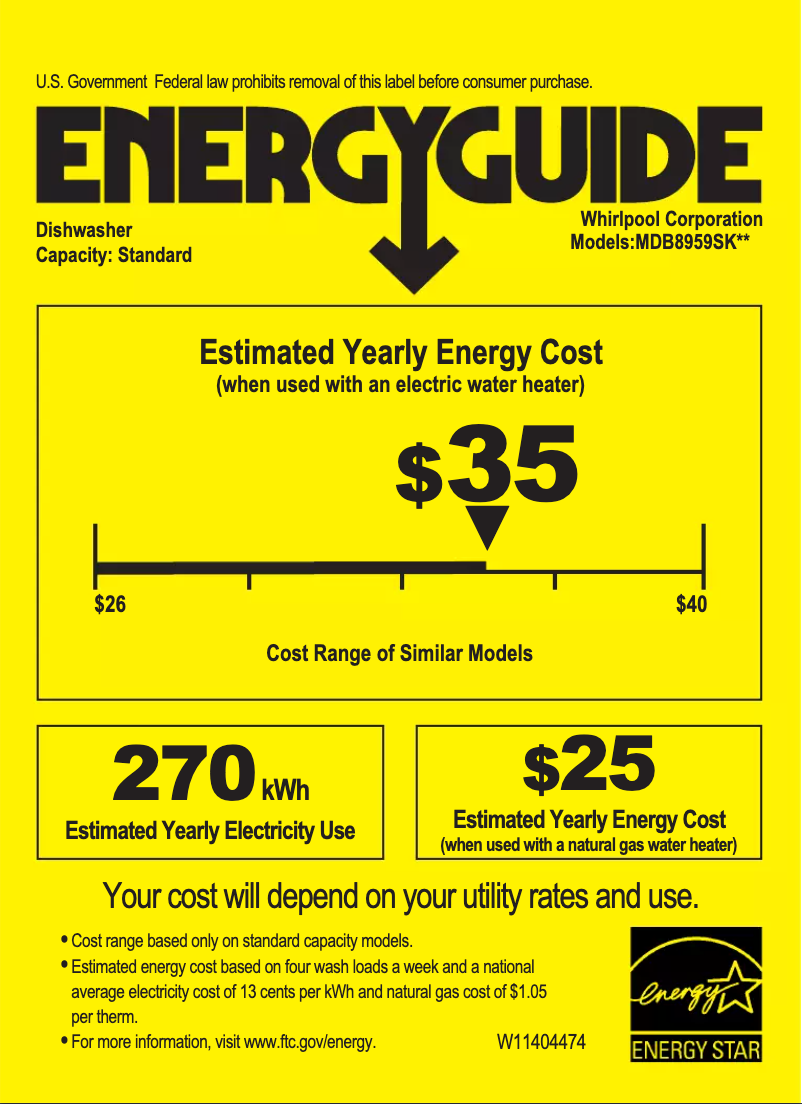 Página 1 del manual Etiqueta energética Maytag MDB8959SKZ