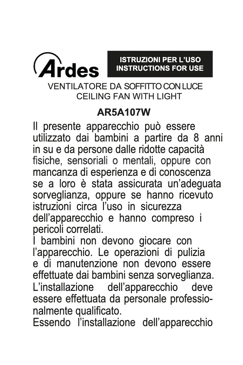 Página nº 1 - Manual de usuario Ardes AR5A107W
