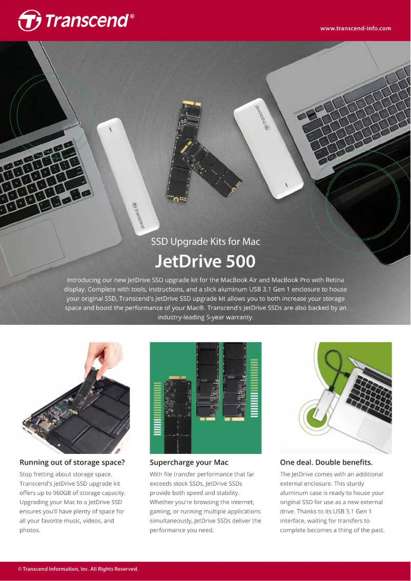 Página nº 1 - Ficha técnica Transcend JetDrive 500