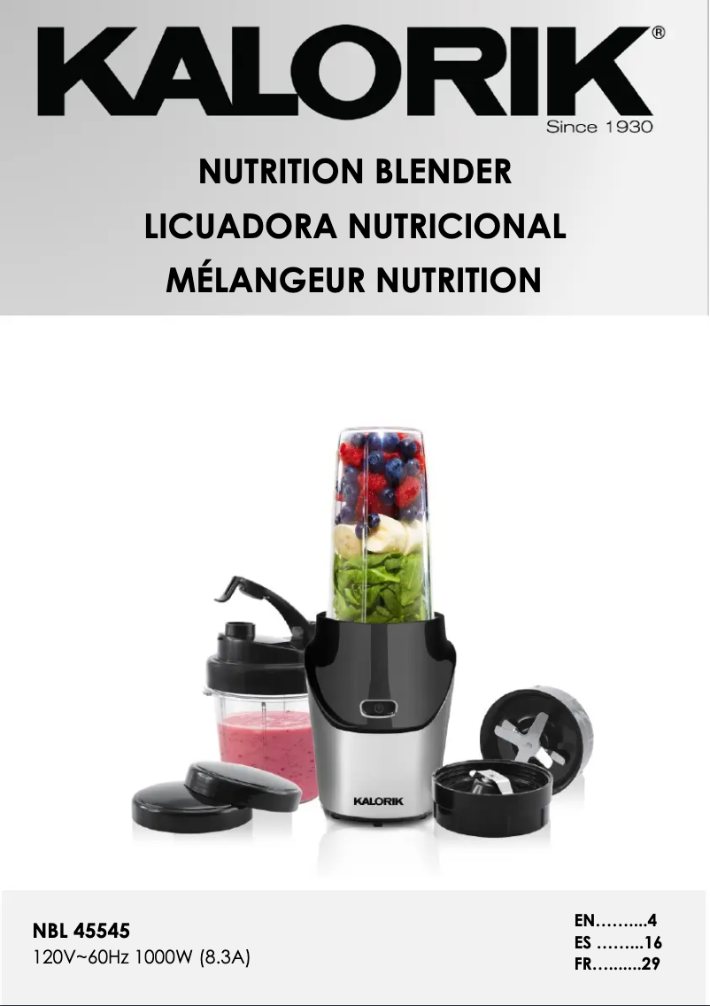 Imagen de la primera página del manual del dispositivo NBL 45545