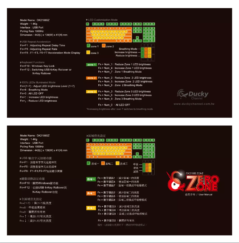 Página 1 del manual Manual de usuario Ducky Zero DK2108SZ