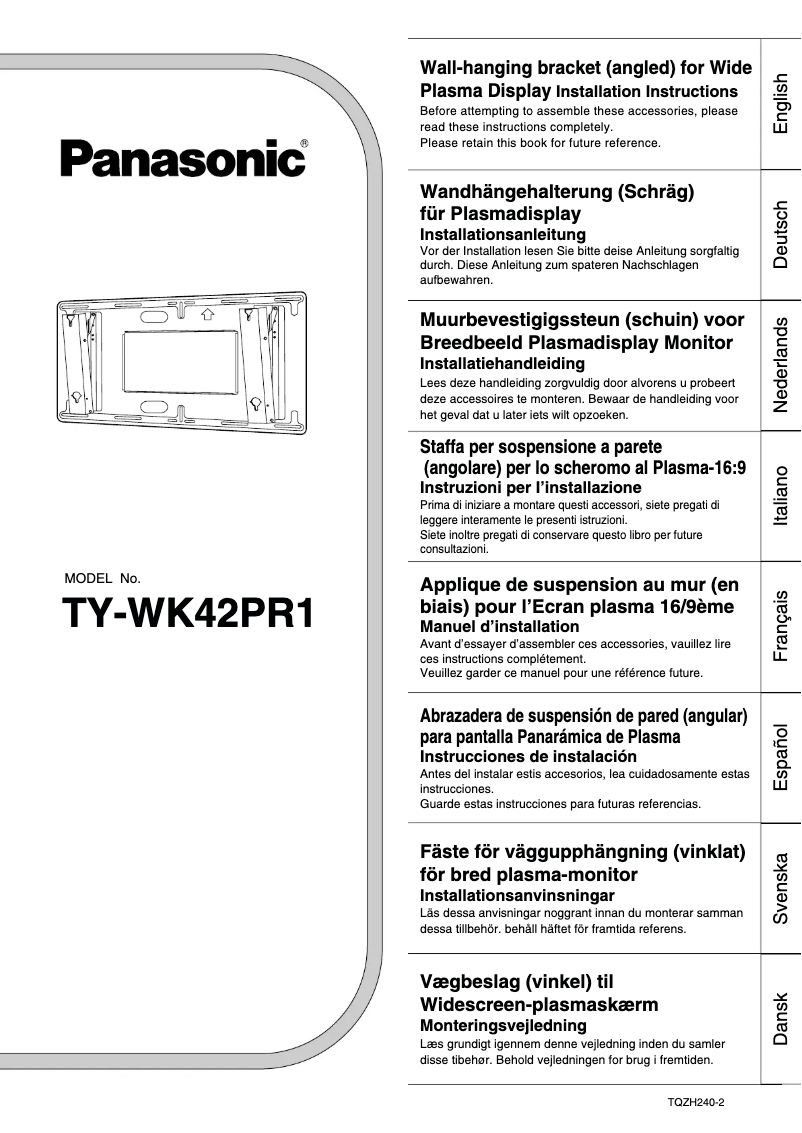 Imagen de la primera página del manual del dispositivo TY-WK42PR1