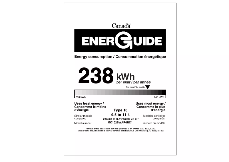 Página 1 del manual Etiqueta energética Midea MC102SWAR0RC1