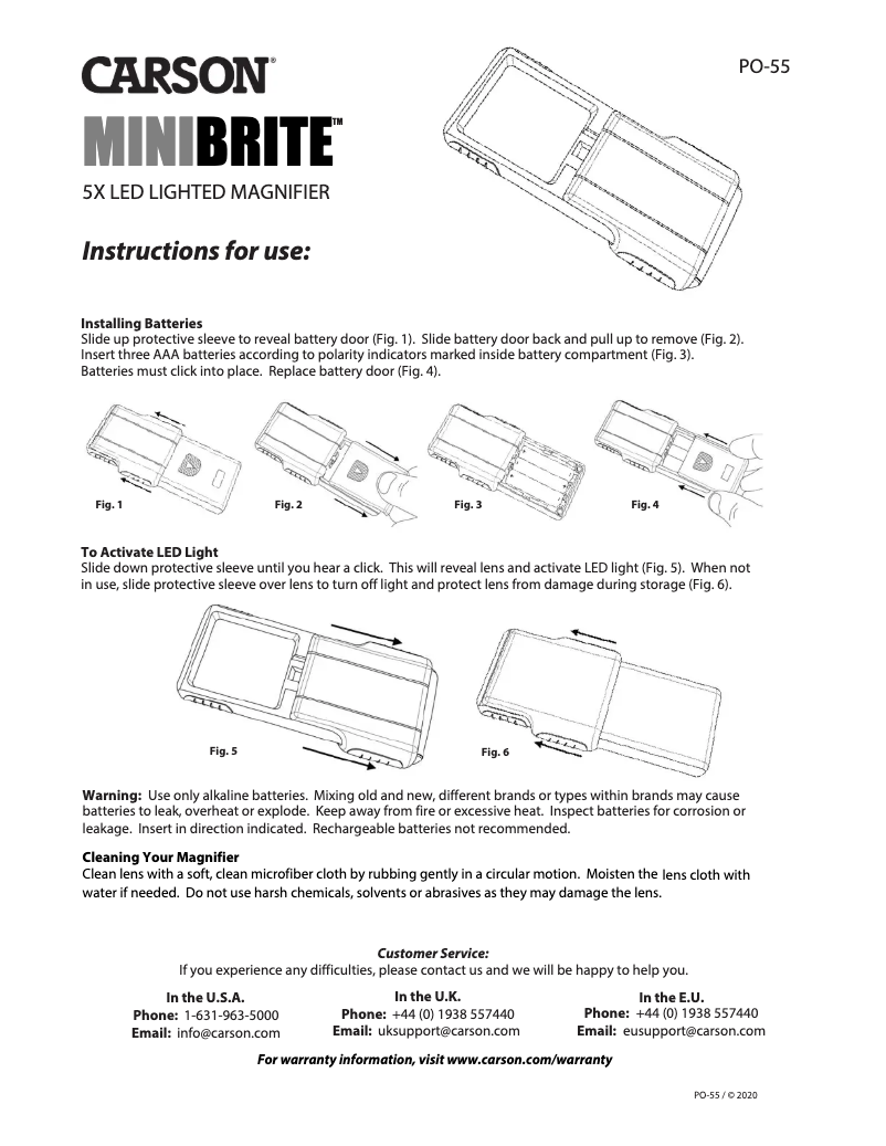 Imagen de la primera página del manual del dispositivo MiniBrite PO-55