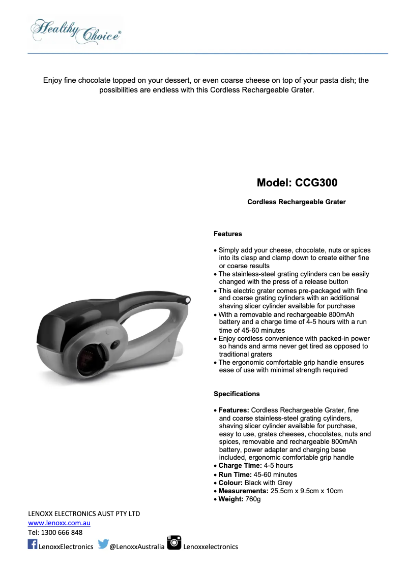 Imagen de la primera página del manual del dispositivo Healthy Choice CCG300