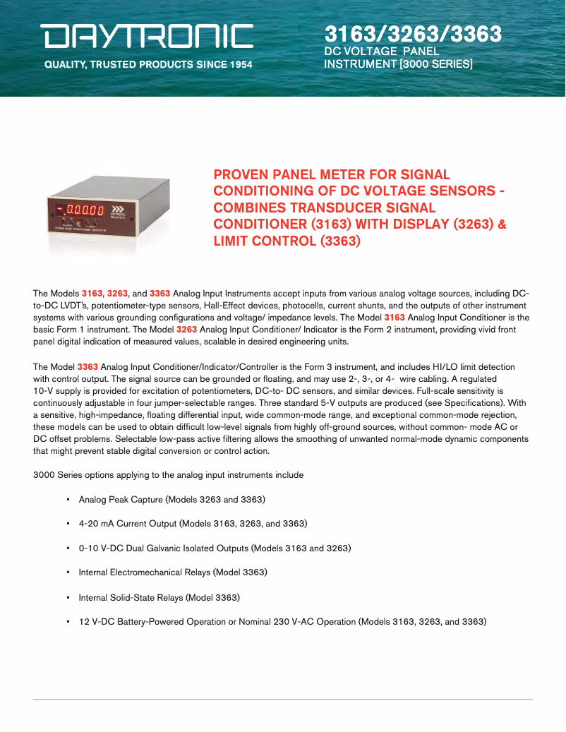 Página nº 1 - Ficha técnica Daytronic 3263FG