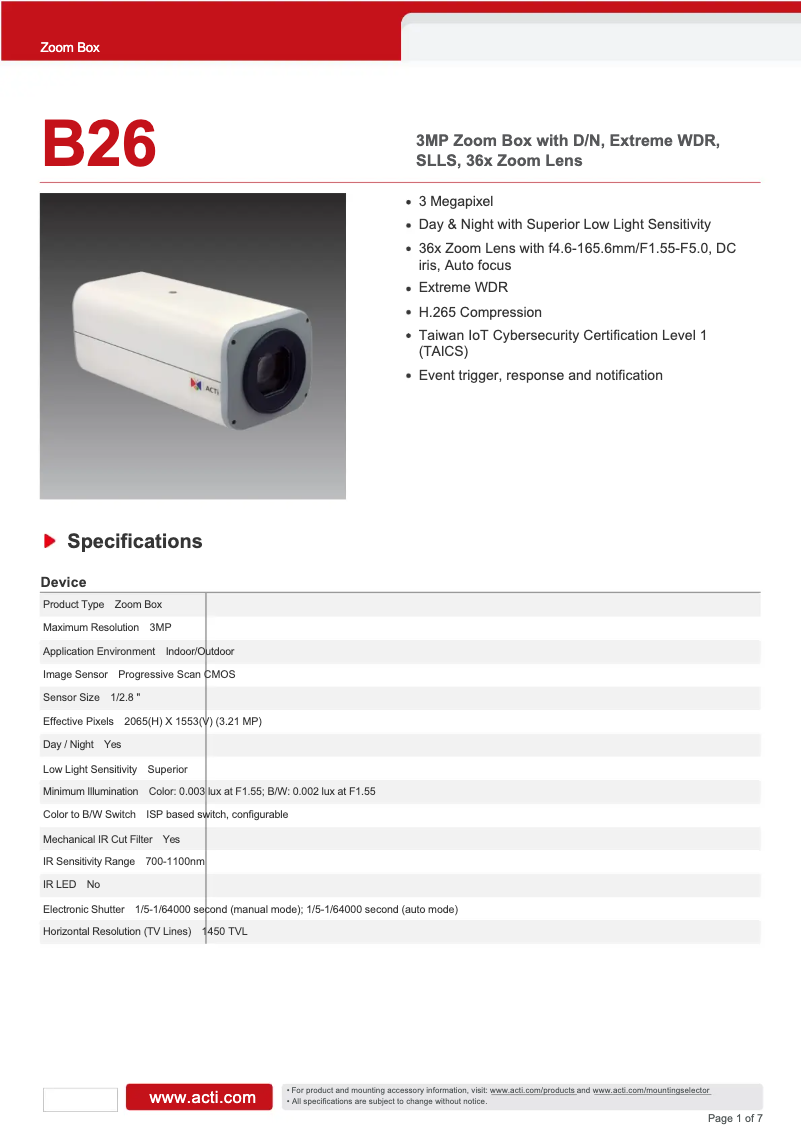 Imagen de la primera página del manual del dispositivo B26