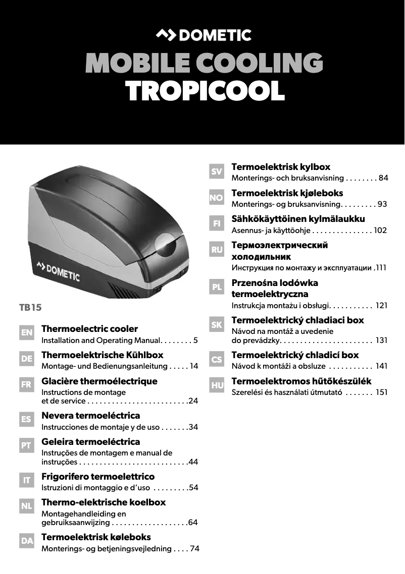 Página 1 del manual Manual de usuario Dometic Bordbar TB08