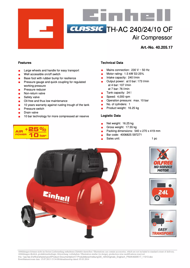 Imagen de la primera página del manual del dispositivo TH-AC 240/24/10 OF