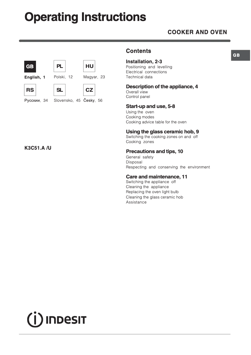 Imagen de la primera página del manual del dispositivo K3C51.A (W)/U