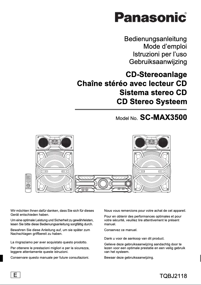 Página 1 del manual Manual de usuario Panasonic SC-MAX3500