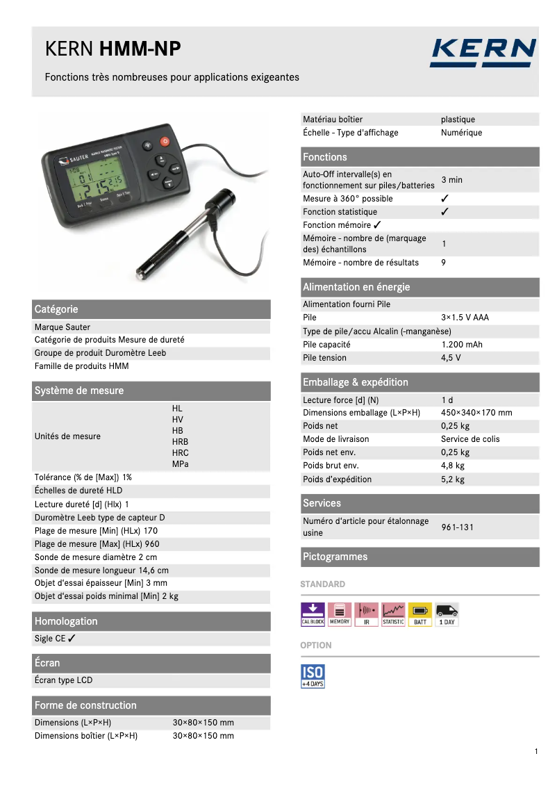 Página nº 1 - Ficha técnica Kern HMM-NP