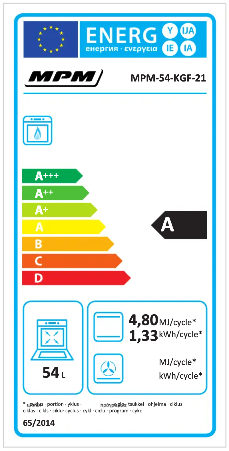 Página 1 del manual Etiqueta energética MPM MPM-54-KGF-21B