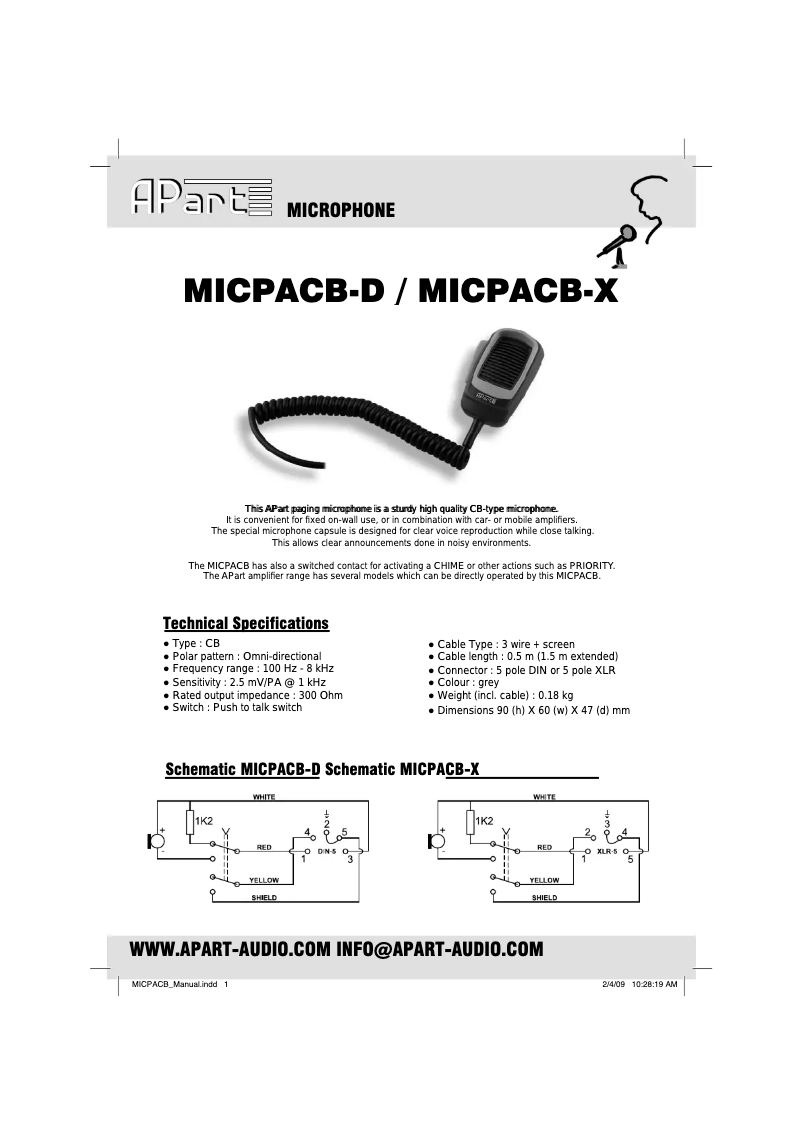 Imagen de la primera página del manual del dispositivo MICPACB-X