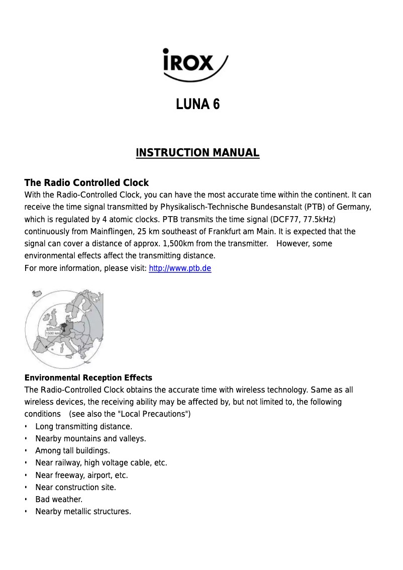 Página 1 del manual Manual de usuario Irox Luna 6