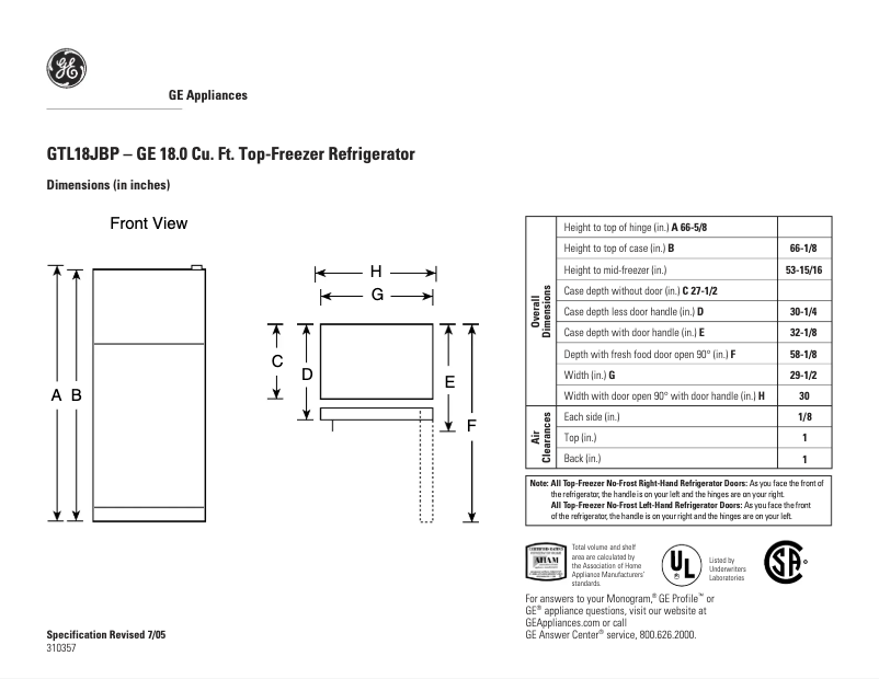 Imagen de la primera página del manual del dispositivo GTL18JBPBS