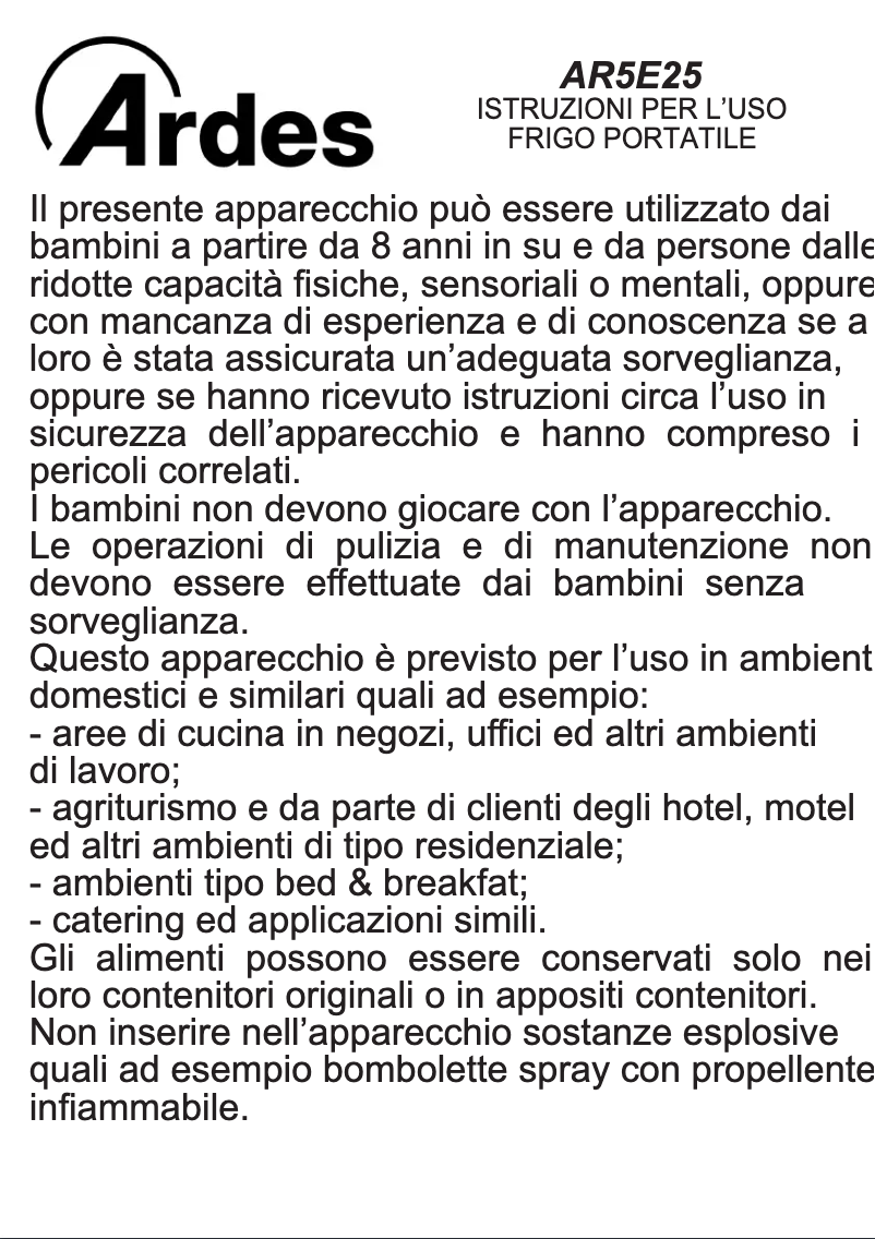 Imagen de la primera página del manual del dispositivo AR5E25