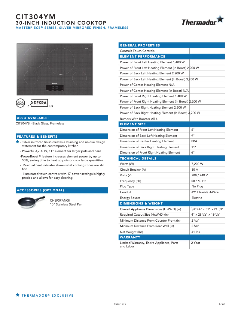 Imagen de la primera página del manual del dispositivo CIT304YM