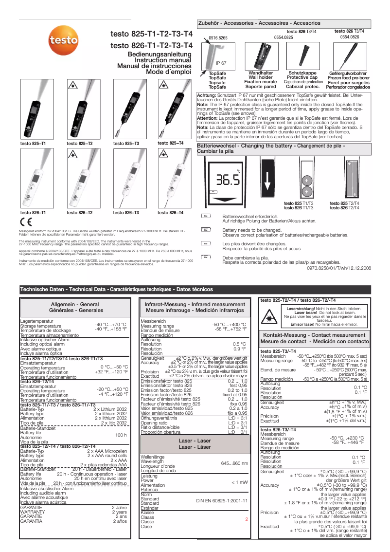 Página 1 del manual Manual de usuario Testo 825-T3